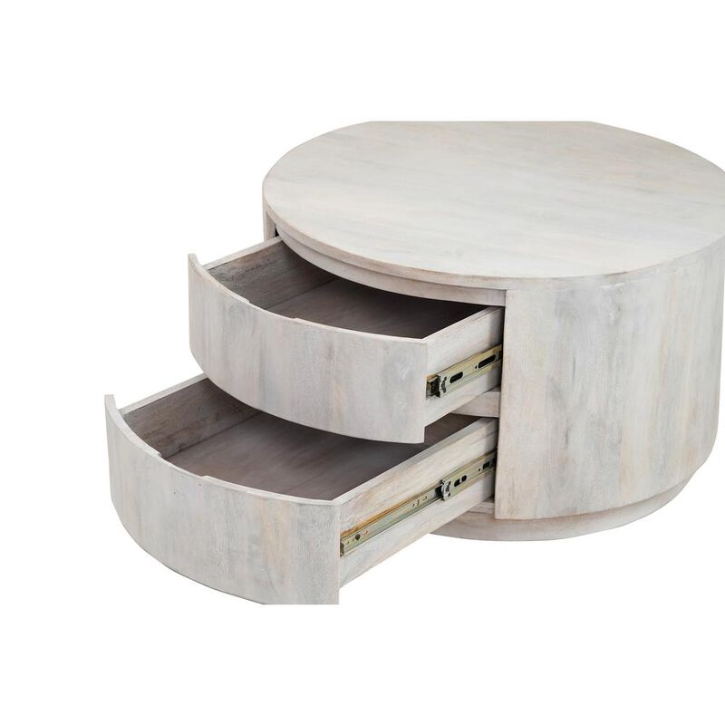Carolina Living Christa 2-Drawer 30 Round Coffee Table - Whitewash