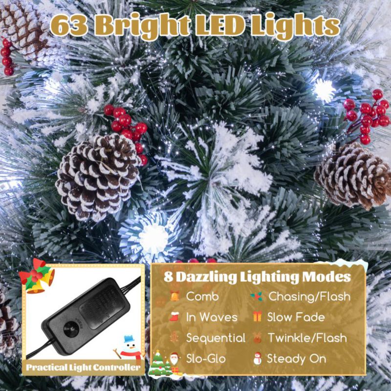 Hivvago Flocked Christmas Tree with 8 Lighting Modes