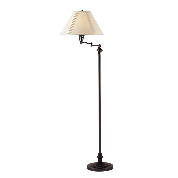 HomeRoots 59" Bronze Swing Arm Floor Lamp With Beige Empire Shade