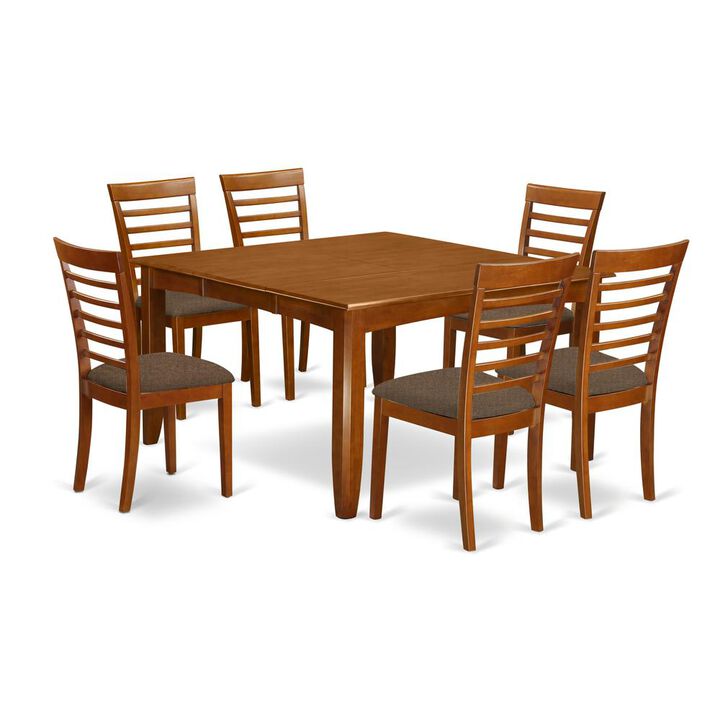 7 PC Dining room set-Table with Leaf and 6 Dinette Chairs