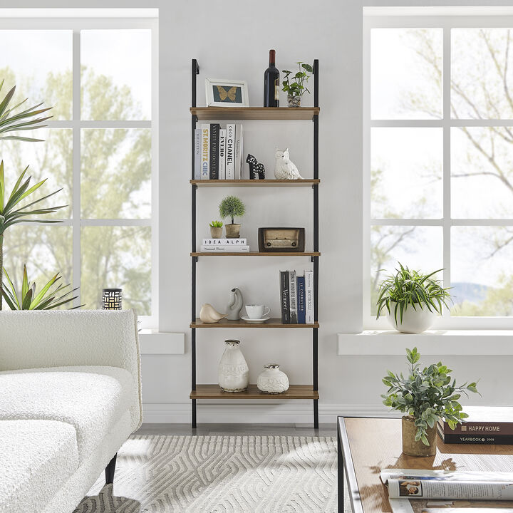 Everett 5-Tier Open Display Stand Wall Mount Modern Metal Frame Ladder Shelf