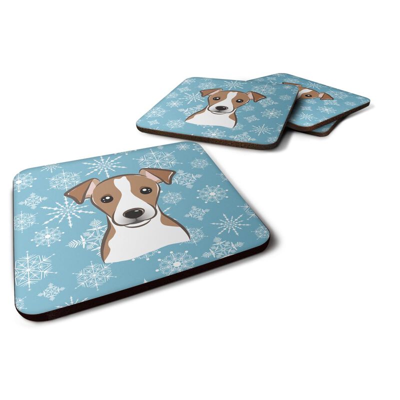 Caroline's Treasures BB1694FC Snowflake Jack Russell Terrier Foam Coasters (Set of 4), 3.5, Multicolor