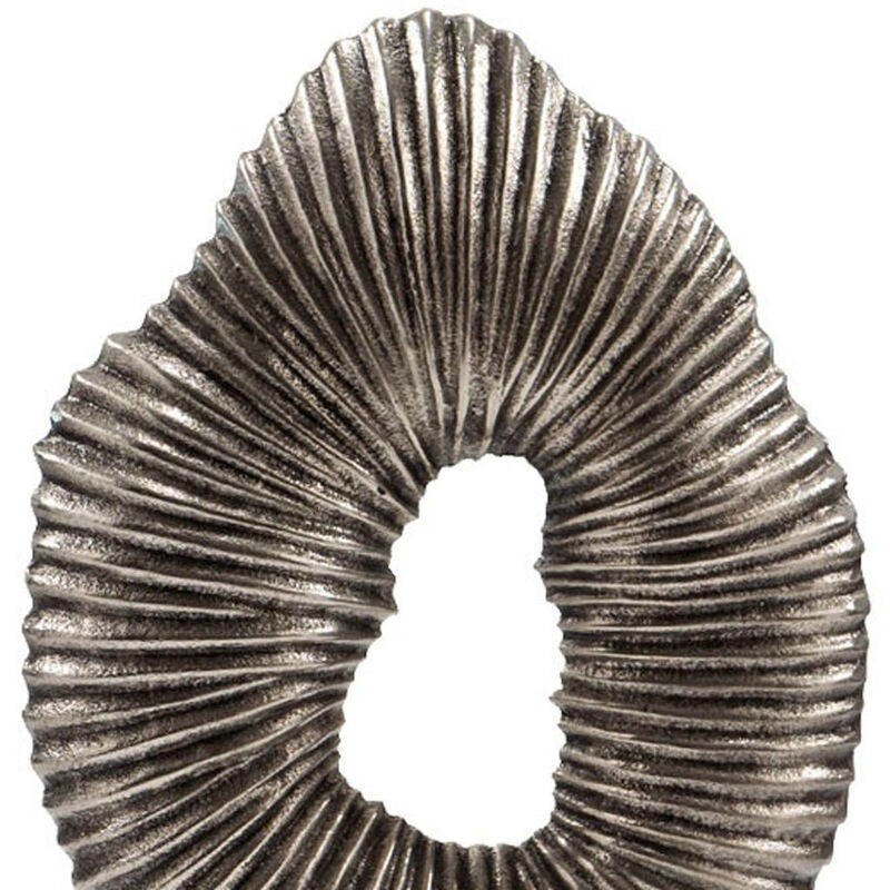 HomeRoots 17" Silver And White Aluminum And Marble Tabletop Sculpture image number 3