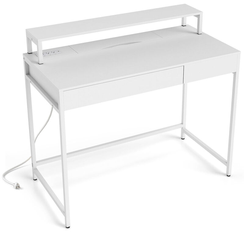 Space Saving Computer Desk with Adjustable Monitor Shelf and Multifunction Drawer Storage for Office image number 0
