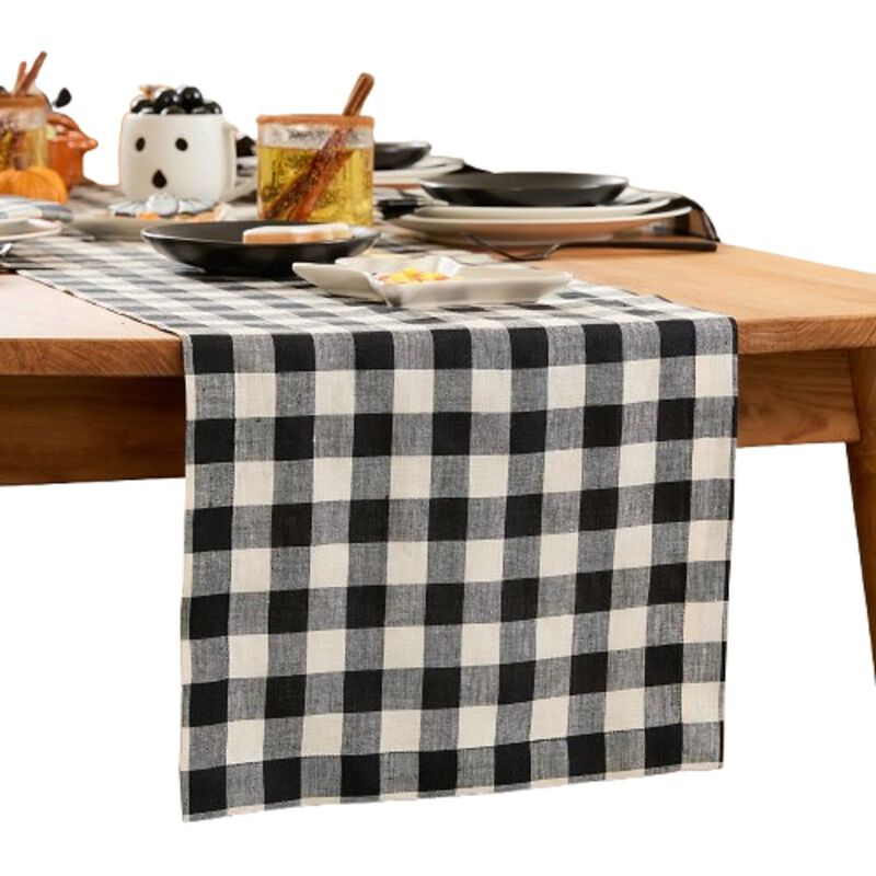 Solino Home 100% Pure Linen Table Runner - Morgan Check