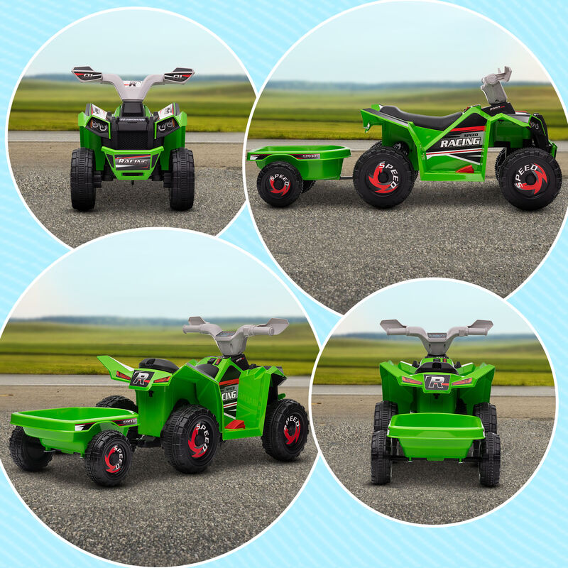 BreeBe 6V Electric Toy Car with Back Trailer, Forward Backward, Wear-Resistant Wheels image number 7