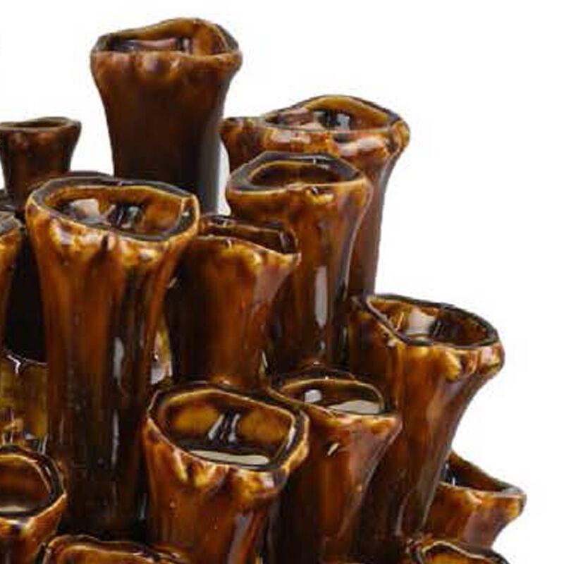 Cior Decorative Vase, Coral Shape, 18 Inch Gray and Brown Ceramic