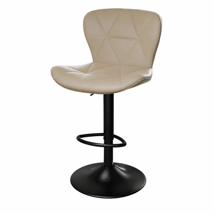 Faux Leather Swivel Bar Stools Set of 2, Adjustable Counter Height Kitchen Chairs, Iron Frame High Backrest 360&deg; Barstools for Kitchen Counter, Outdoor