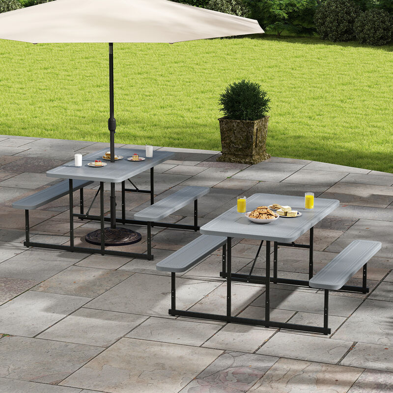 2&ndash;4 Person Outdoor Picnic Table with Benches &ndash; Rectangular Camping Dining Set