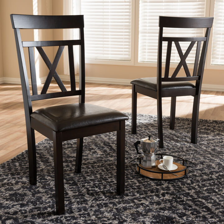 Baxton Studio Rosie Modern Dark Brown Faux Leather Upholstered Dining Chairs Set of 2
