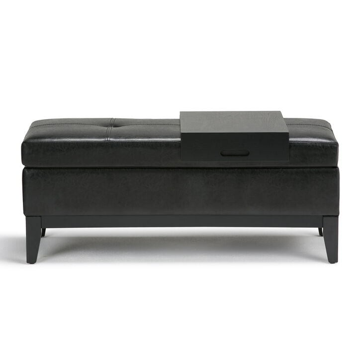 Simpli Home Oregon Storage Ottoman Bench with Tray
