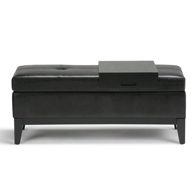 Simpli Home Oregon Storage Ottoman Bench with Tray image number 1