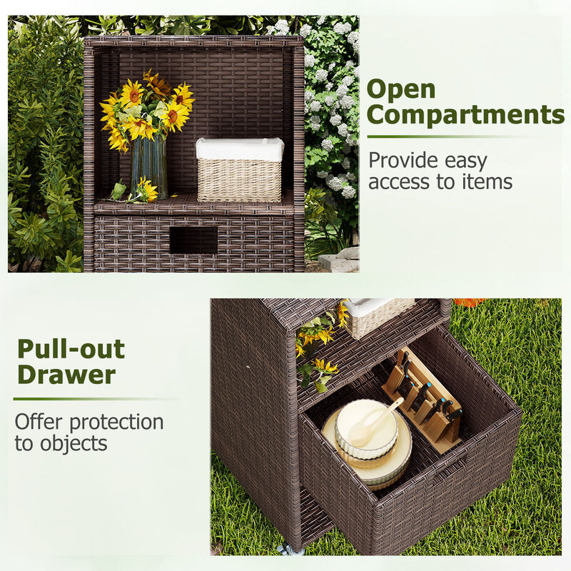 Garden & Backyard Outdoor Storage Cabinet with Drawer and 3 Shelves image number 4