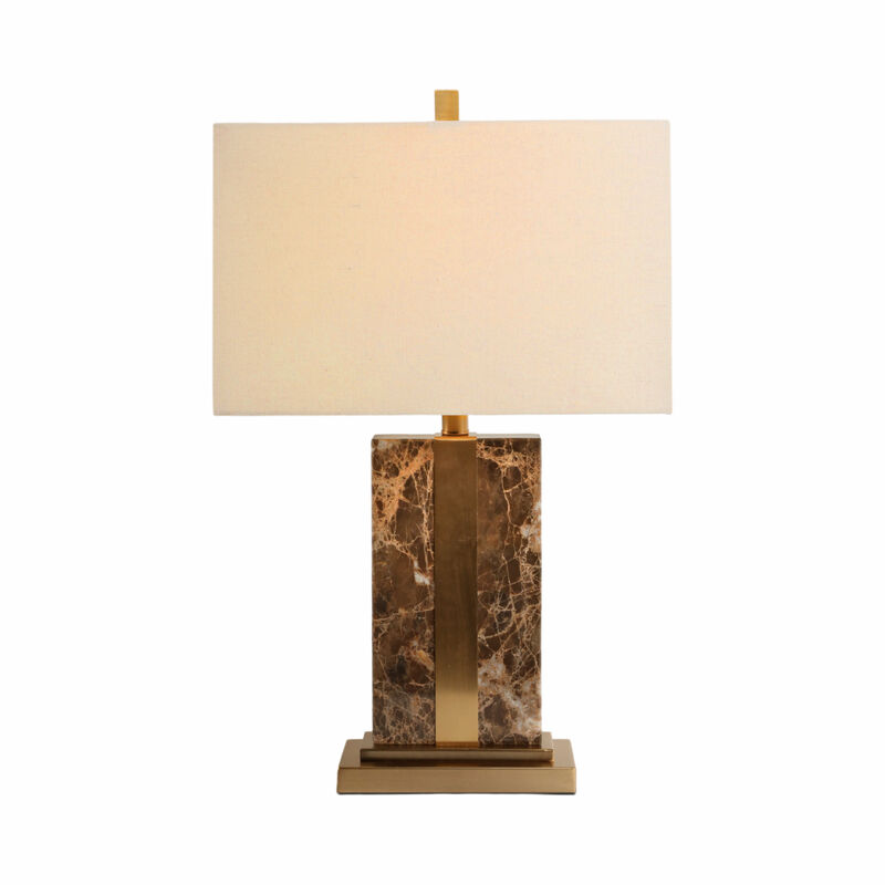 26x16" Rectangle Marble Lamp W/ Antique Brass, Bro image number 1