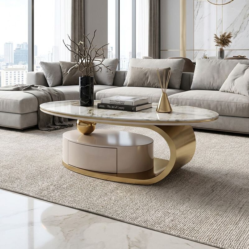 Nopfal Temptered Glass Oval Coffee Table image number 2