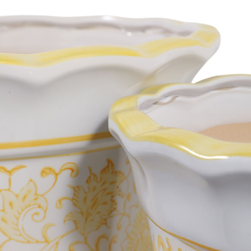 S/2 10/12" Flower Chinoiserie Planters,yellow image number 4