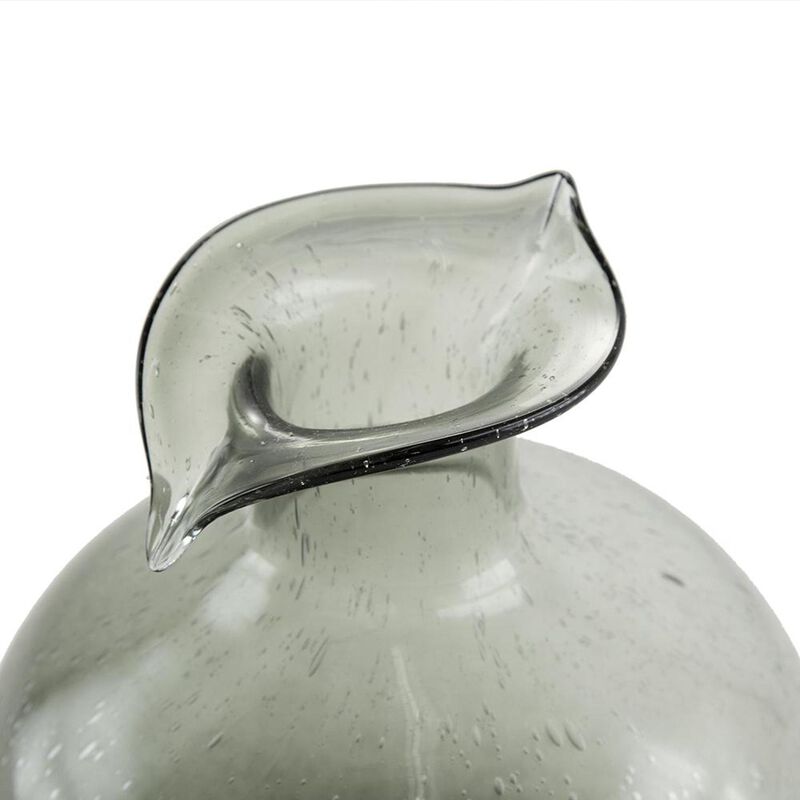 HomeRoots 9" Light Gray Bubble Glass Round Table Vase image number 5