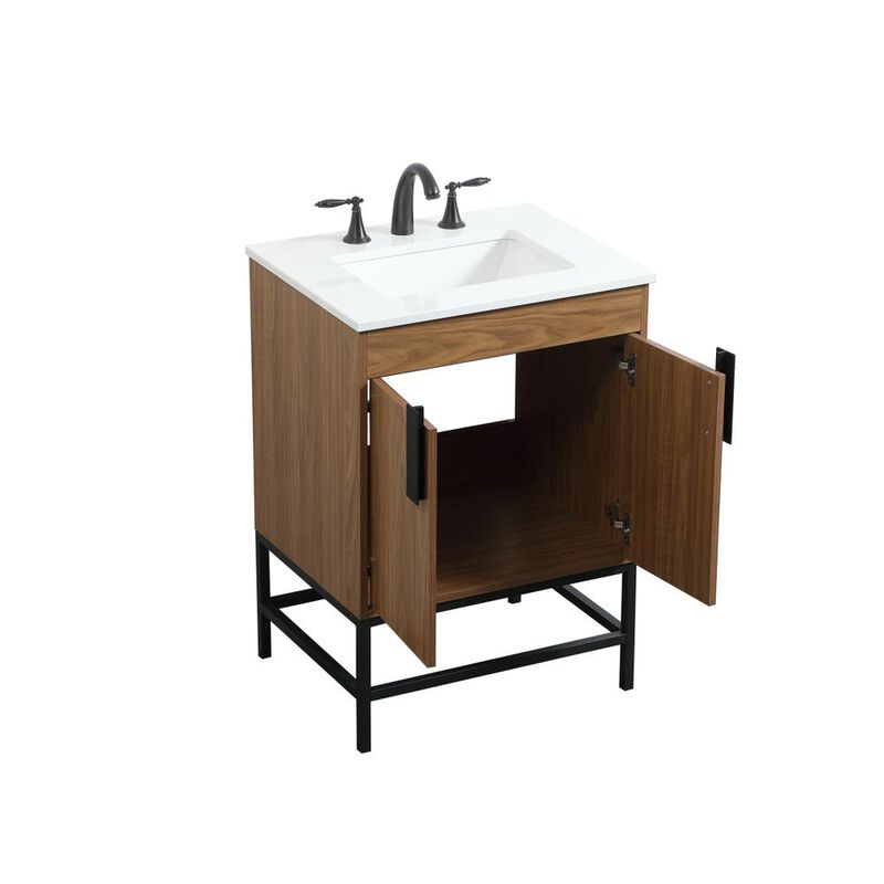 Elegant Kitchen and Bath 24 inch Single bathroom vanity in walnut brown