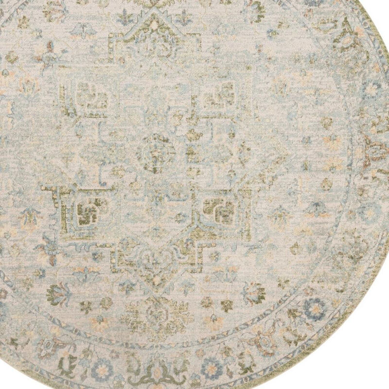 HomeRoots Floral Medallion Distressed Washable Round Rug image number 2