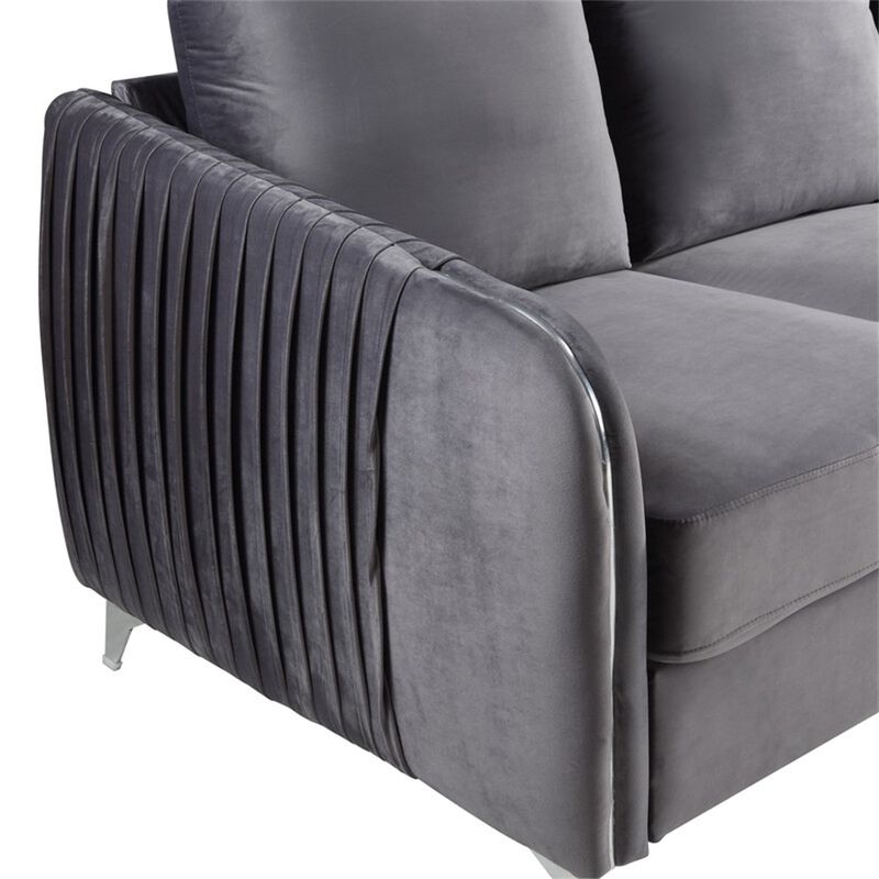 Velvet Modern Chic Accent Armchair in Gray image number 3
