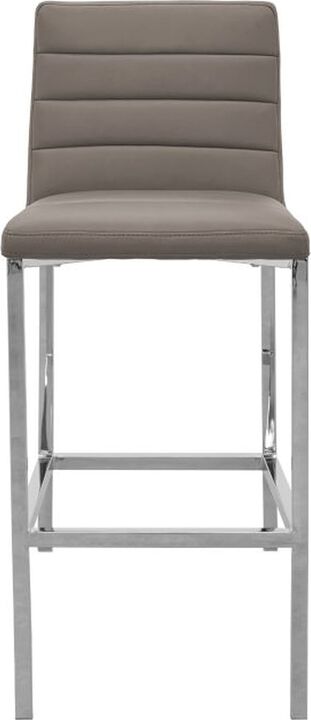 Amalfi Metal Back Bar Stool in Taupe Leather - Set of 2