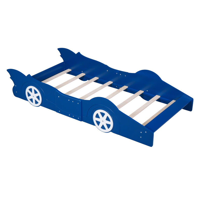 Twin Size Race Car-Shaped Platform Bed with Wheels