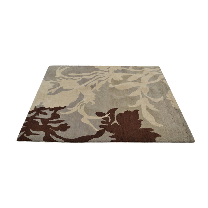 RUGSOTIC CARPETS HAND TUFTED WOOL ECO-FRIENDLY AREA RUGS  - Square Shape, Gray & White, Floral Modern Design, High Pile  Handmade Anti Skid Area Rugs for Living Room, Bed Room (K00511) image number 2