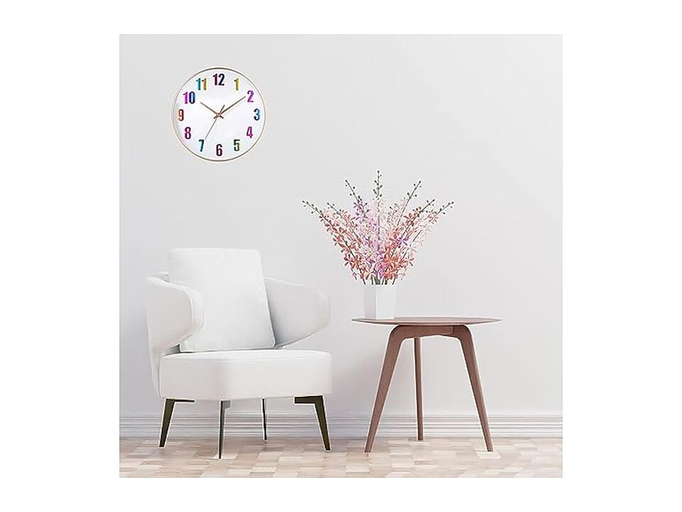 White Wall Clock 12 Inch Silent Modern Battery Operated Living Room Decor