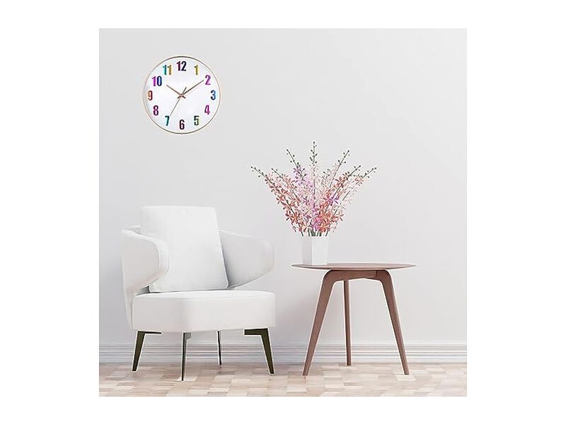 White Wall Clock 12 Inch Silent Modern Battery Operated Living Room Decor image number 1