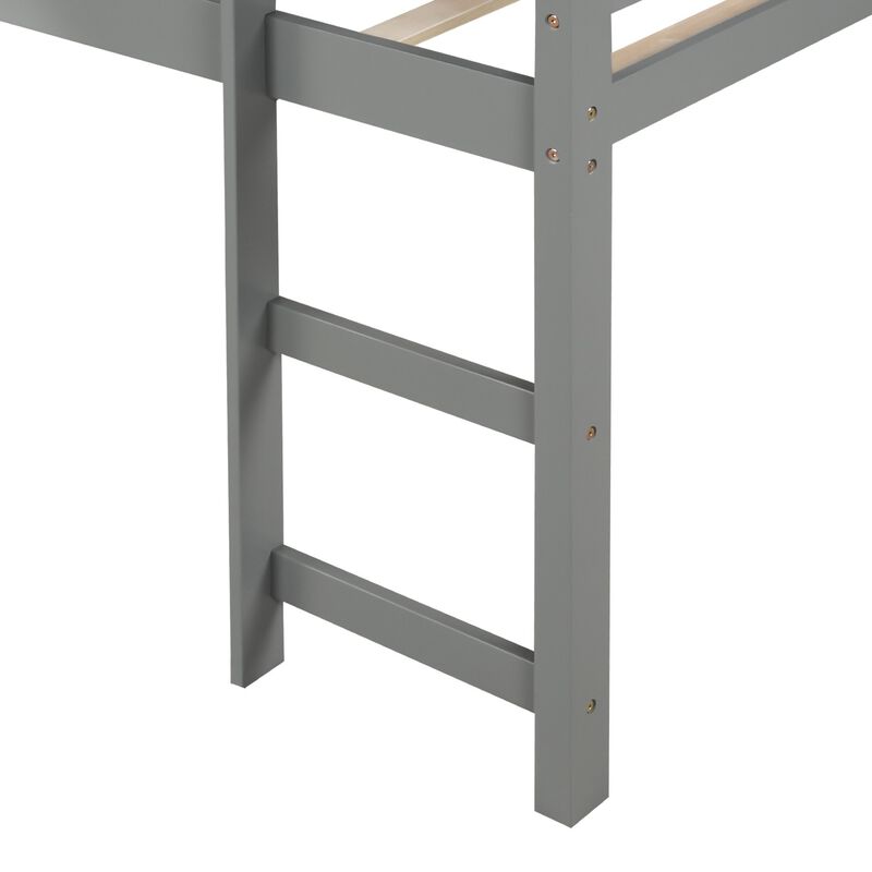 Durable Low Loft Bed with Slide &ndash; Playful Twin Frame with Built-In Ladder image number 7