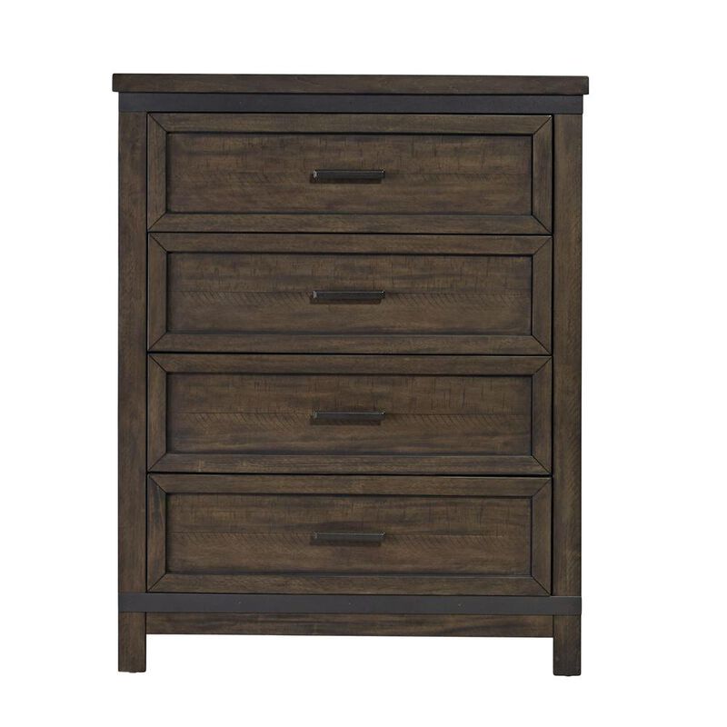 Liberty Furniture Thornwood Hills 4 Drawer Chest in Rock Beaten Brown w/ Saw Cuts image number 2