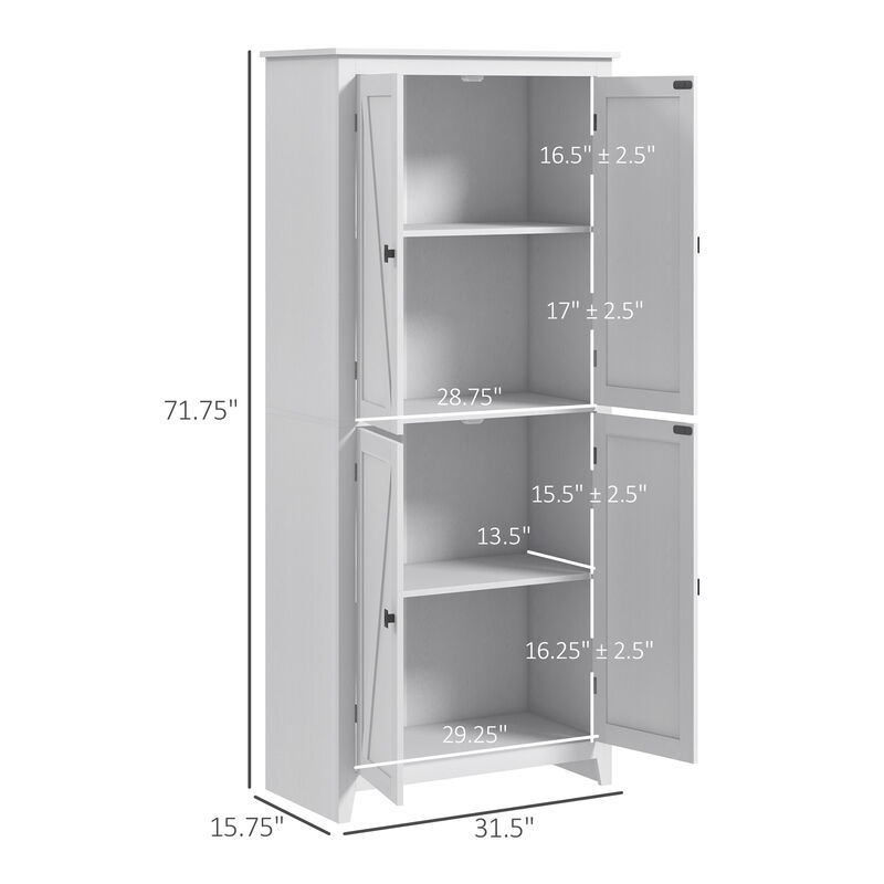 72" Modern Kitchen Pantry Storage Cabinet Organizer w/ 4-Tier Shelving, Natural