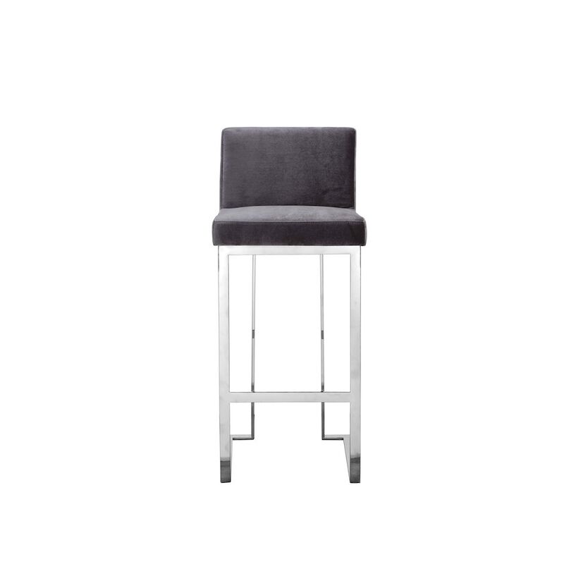 Pangea Home Dexter Bar Stool Velvet Gray