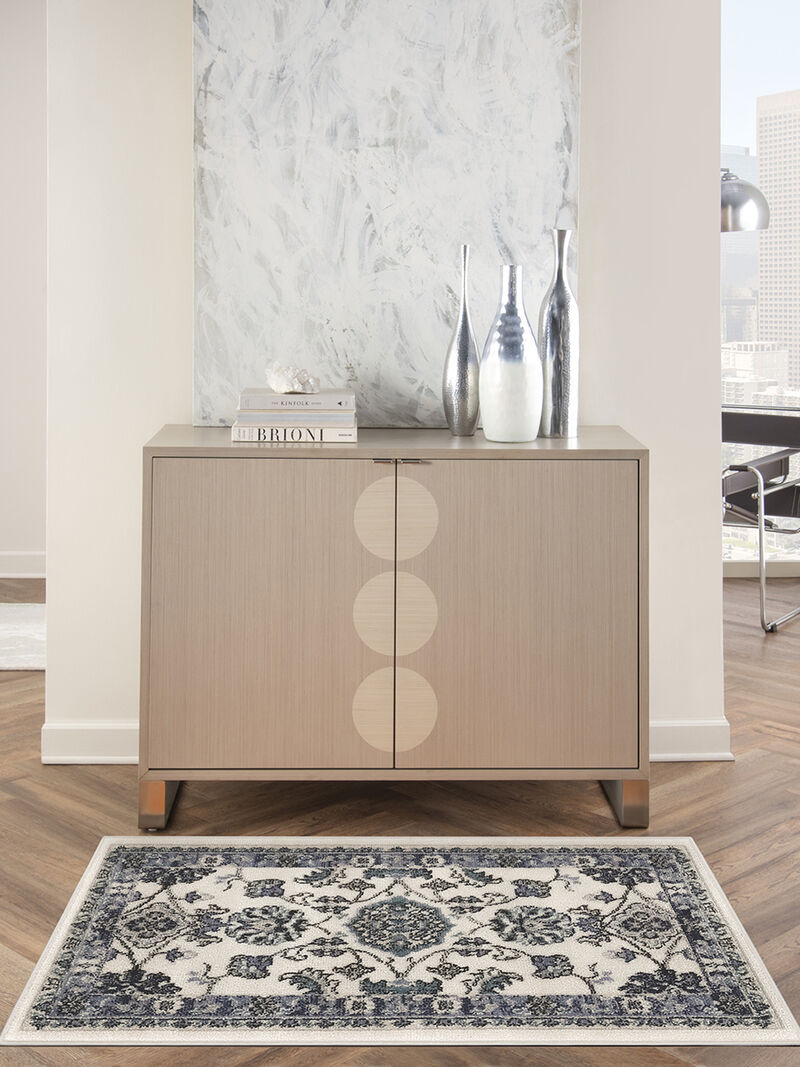 Nourison Essentials NRE05 Ivory/Blue 2'2" x 7'6" Rug