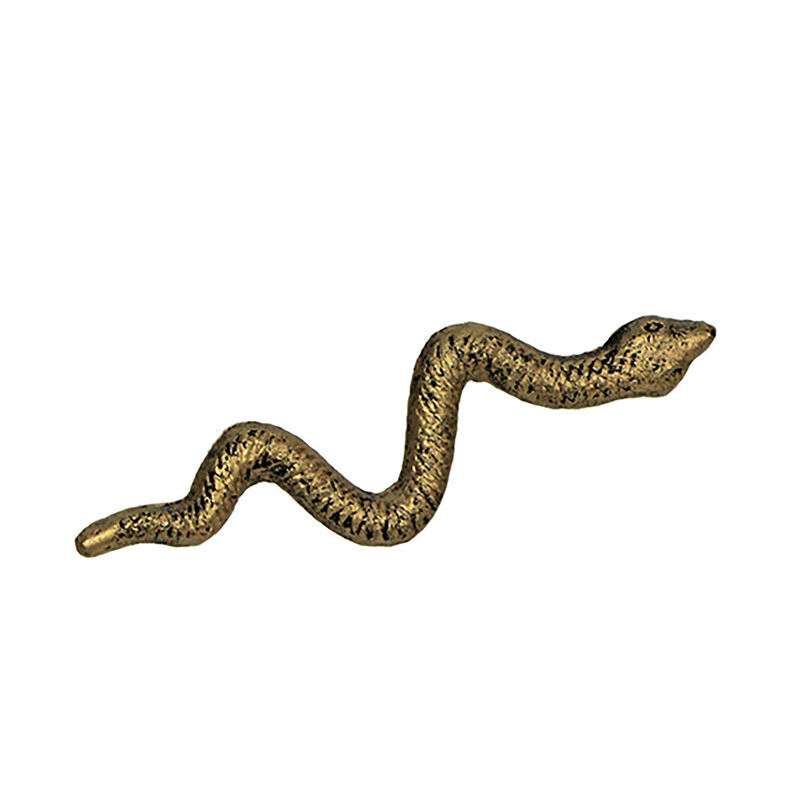 Set of 6 Cast Iron Snake Drawer Pulls, 6 Inch Antique Gold Cabinet Handles, Gothic Reptile Hardware for Custom Furniture, Nonstandard 3 5/8 Inch Hole Spacing, DIY Drilling Required image number 0