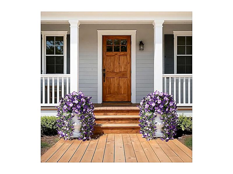 Artificial Fake Flowers Plants Outdoor Spring Summer Decor 2 Pack Faux Silk UV image number 2