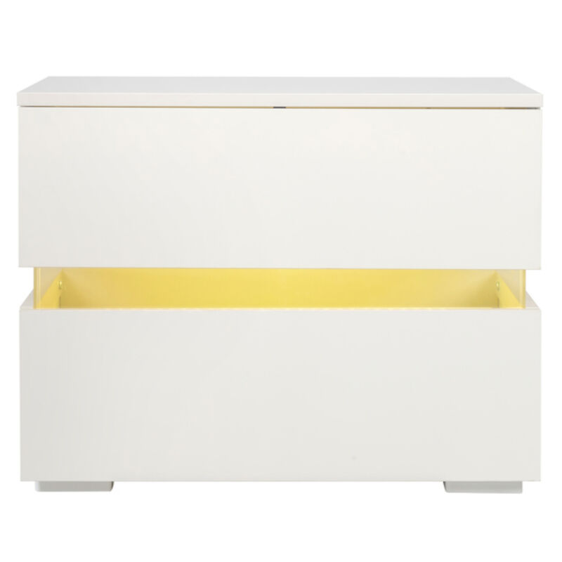 Modern Bedside Table with RGB LED Lights – Double Side Cabinet