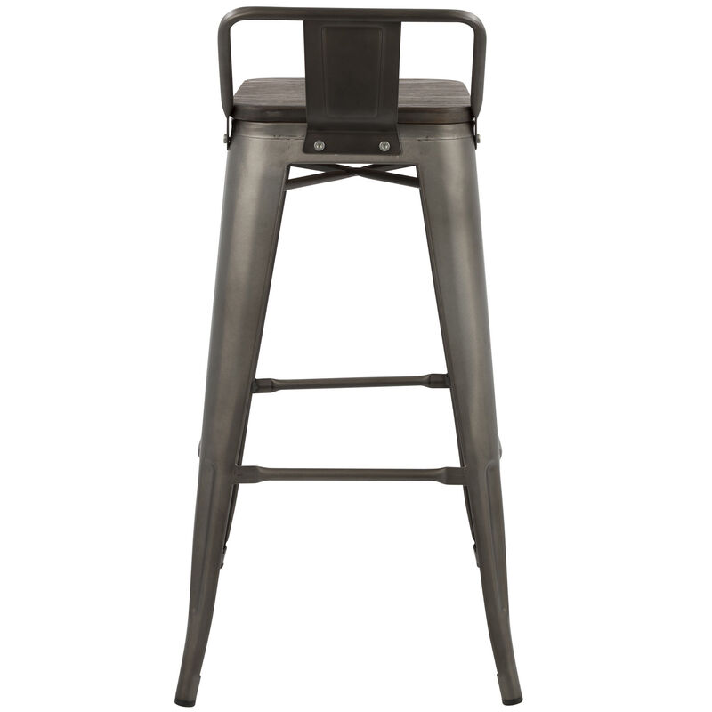 Lumisource Oregon Industrial Low Back Barstool in Antique and Espresso - Set of 2