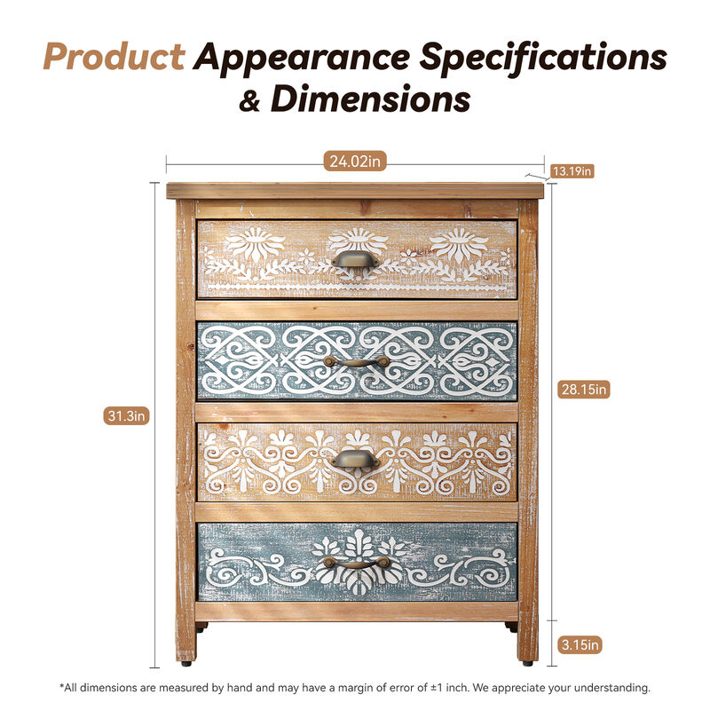Sablam Vintage Hand-Painted 4-Drawer Dresser image number 7