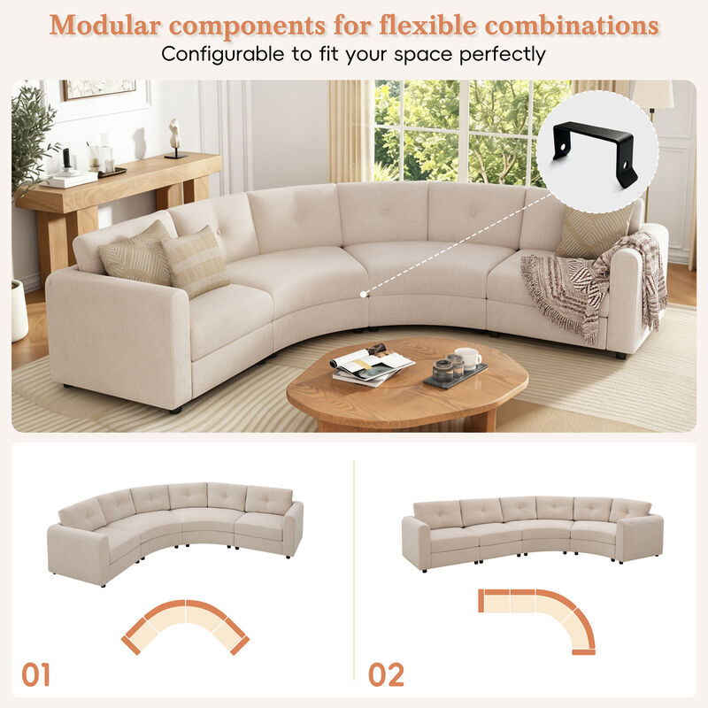 Merax Curved Modular Sectional Sofa with Customizable Layout, High-Resilience Foam & Pocket Spring Seats image number 6