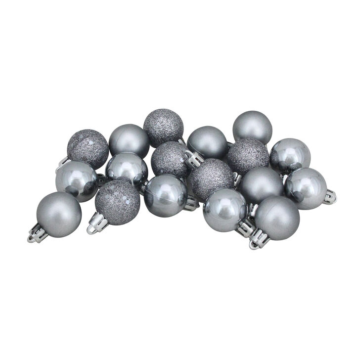18ct Pewter Gray Shatterproof 4-Finish Christmas Ball Ornaments 1.25" (30mm)