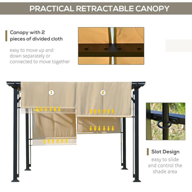 Hivvago Patio Canopy 12' x 10' with Retractable Roof image number 5