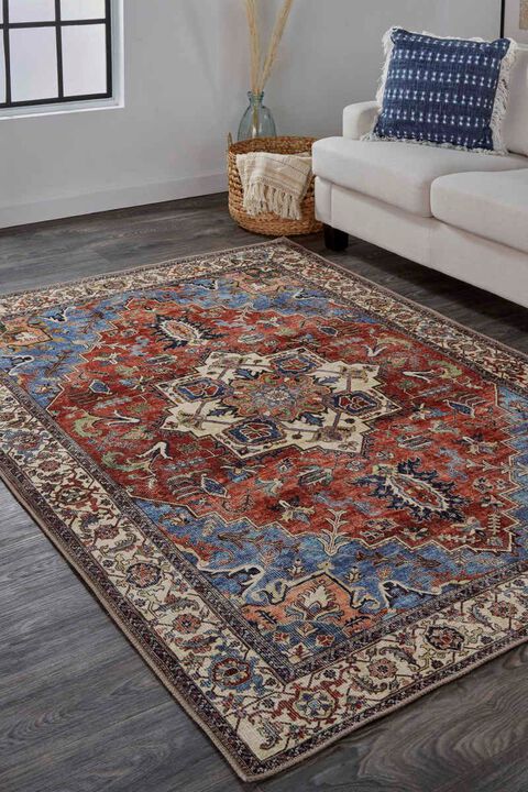 Percy 39AHF Blue/Rust 5'3" x 7'6" Rug