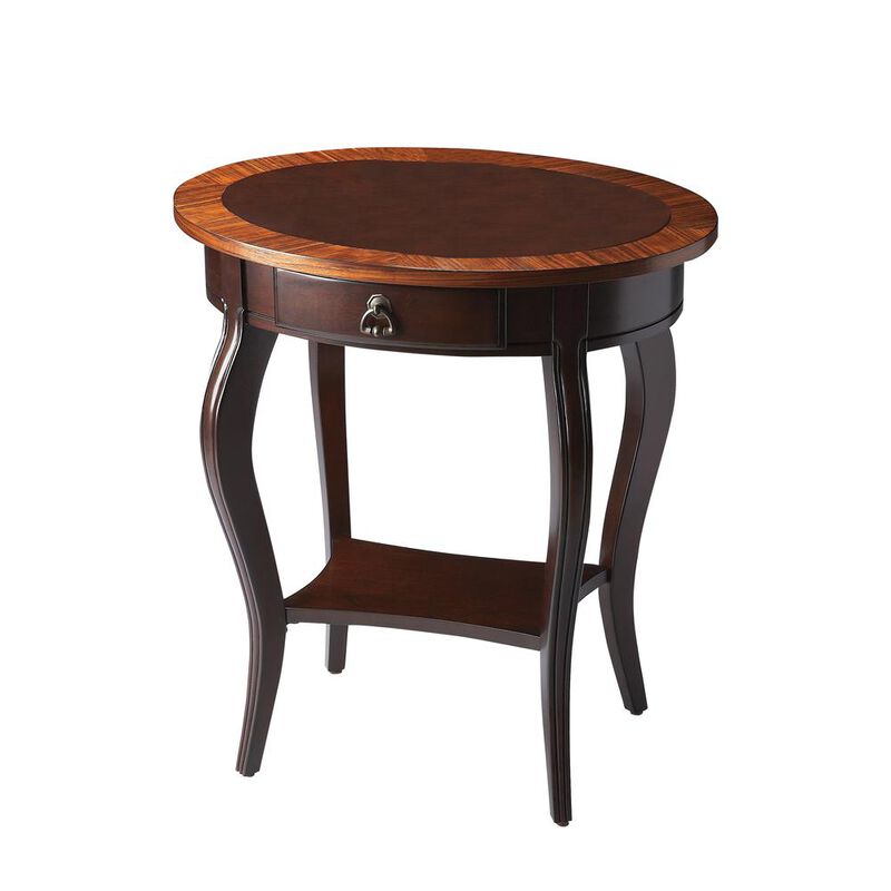 Butler Specialty Jeanette Nouveau Oval Side Table, Dark Brown