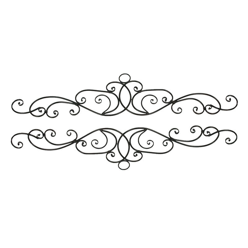 Antique Bronze Metal Elegant Scrolls Wall Pediment Set of 2 image number 0