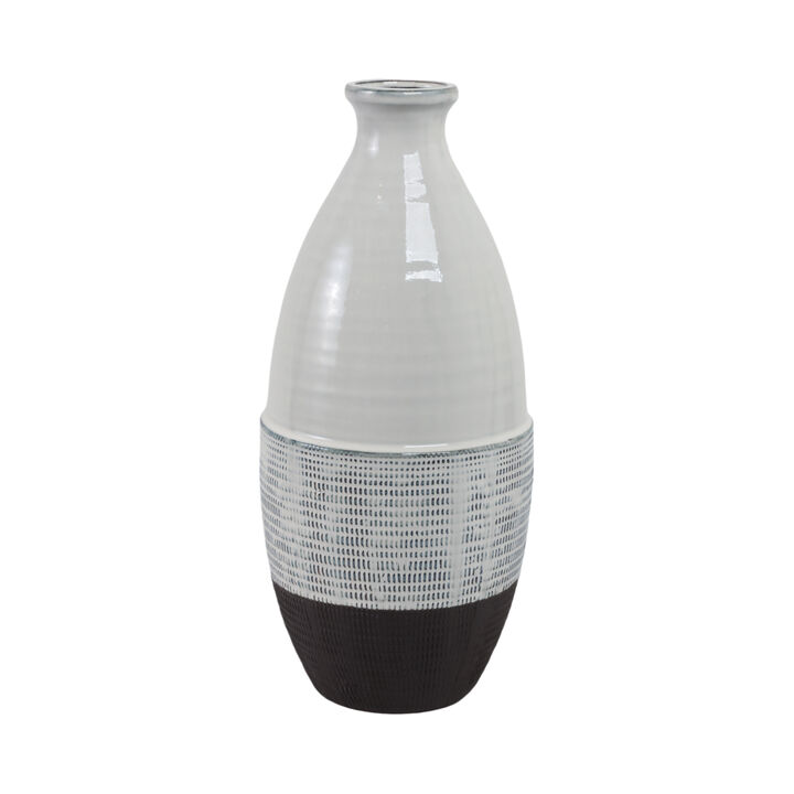 18x8" Textured Bottom Vase, Grey