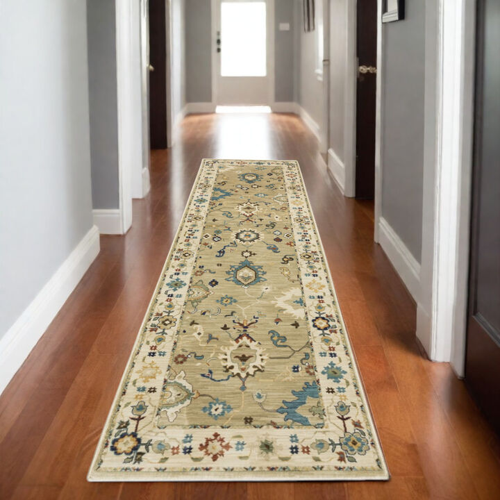 HomeRoots Oriental Area Rug With Fringe