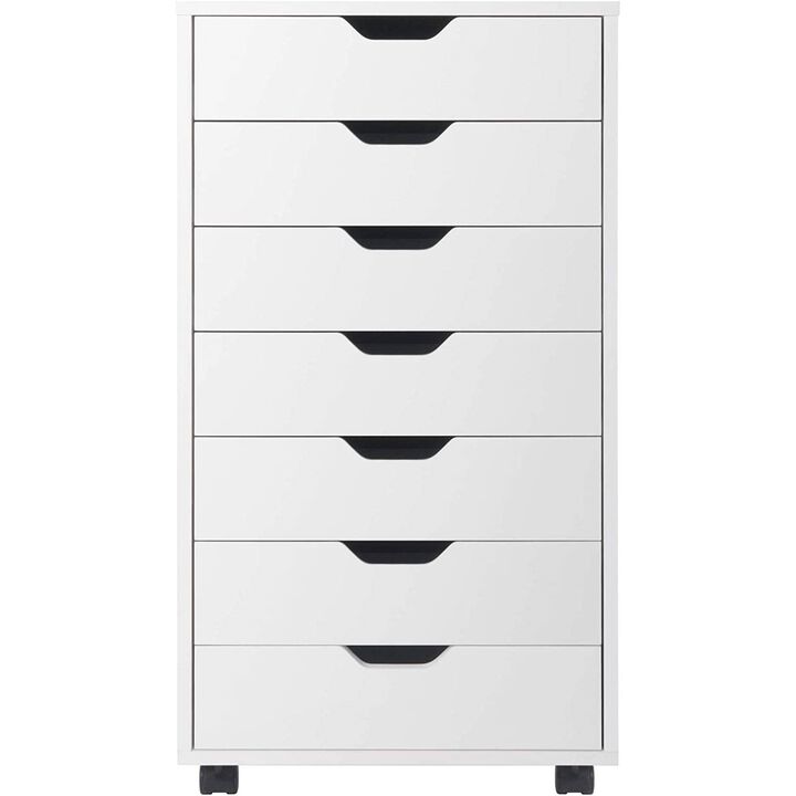 QuikFurn Modern Scandinavian Style 7-Drawer Storage Cabinet Chest in White Finish