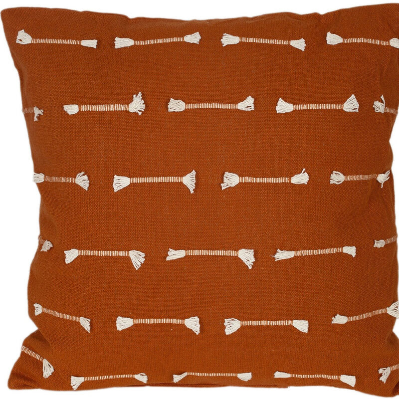 HomeRoots 18" Terra Cotta Striped Cotton Throw Pillow With Texture image number 2