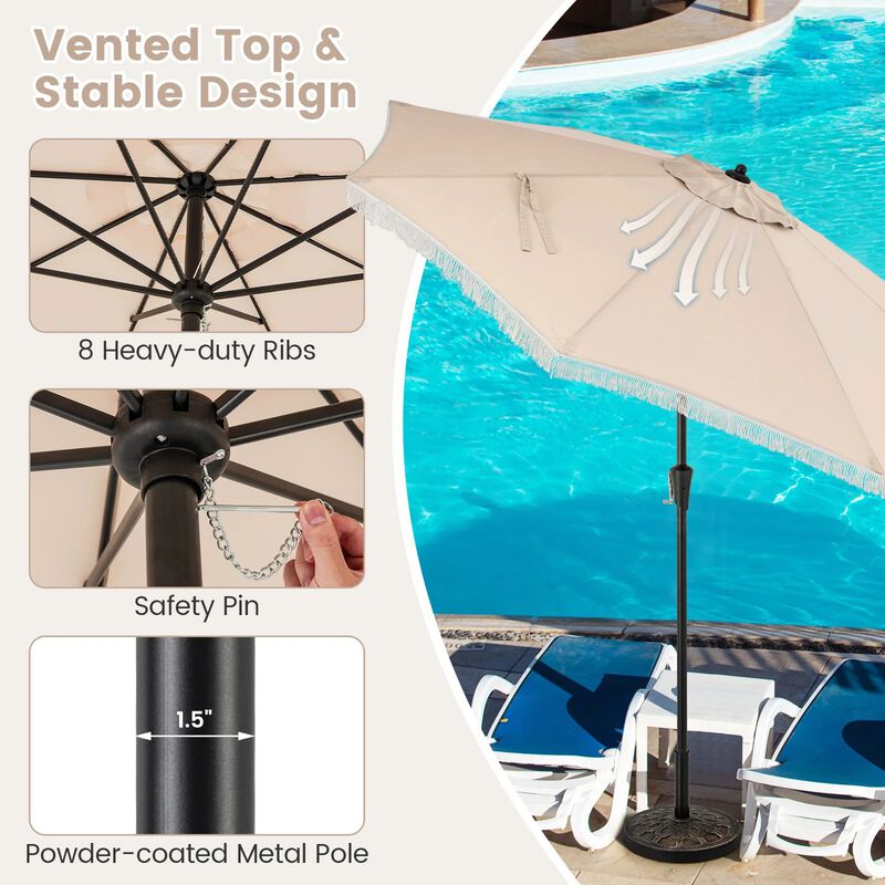 Mondawe 9 FT Patio Umbrella with Sun-Protective Canopy for Patio Garden Pool